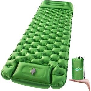 New, Green WANNTS Sleeping Pad Ultralight Inflating w Foot Pump
